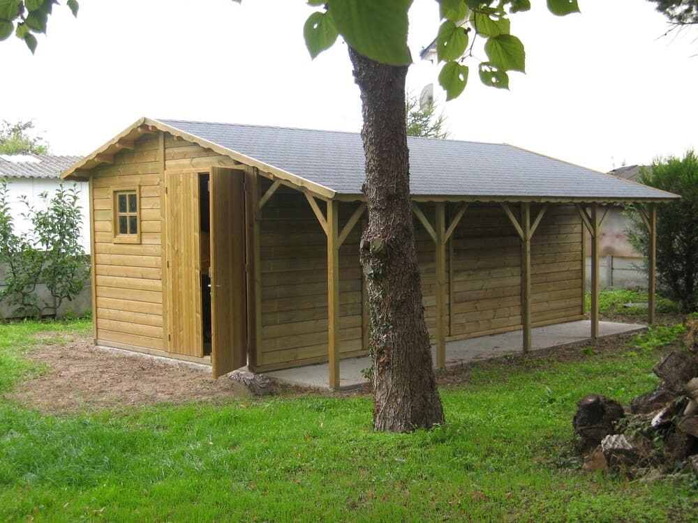 abri de jardin 20m avec bucher 3m17x6m15