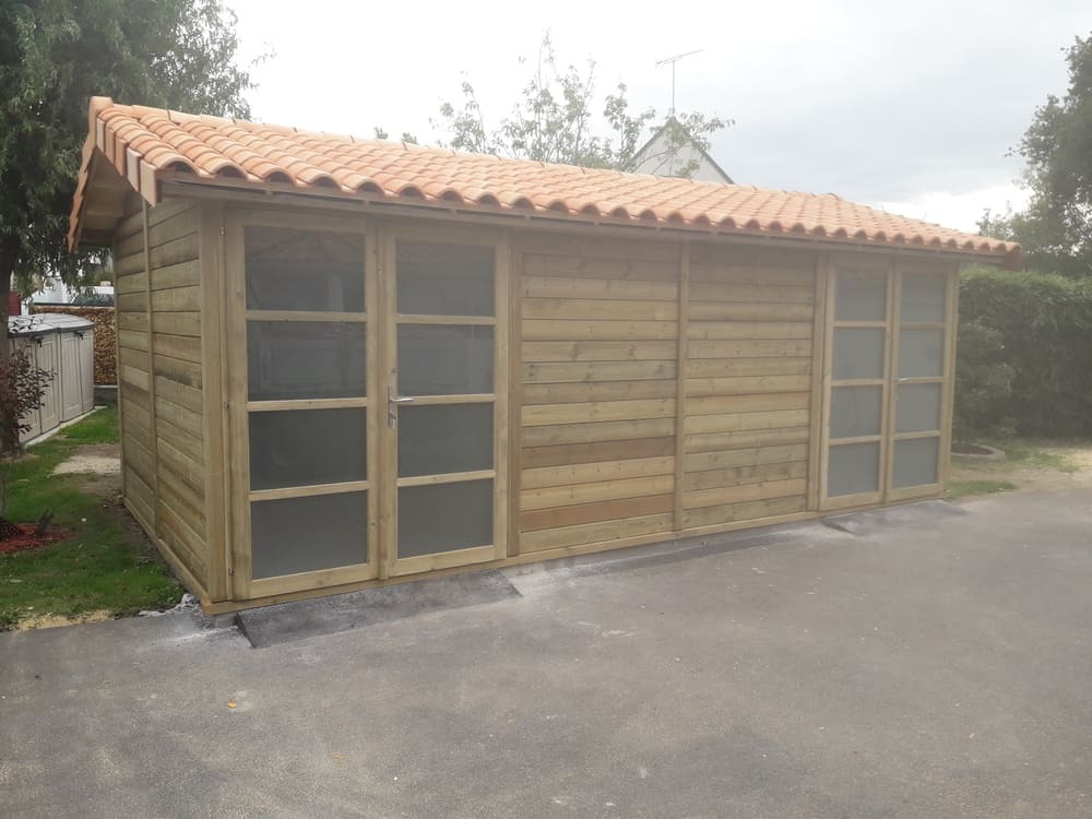 abri de jardin atelier prfabriqu bois trait 20m 3m17x6m15