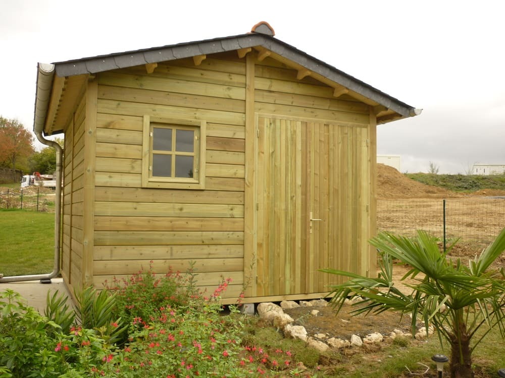 abri de jardin bois trait couverture ardoise 10m 3m17x3m11