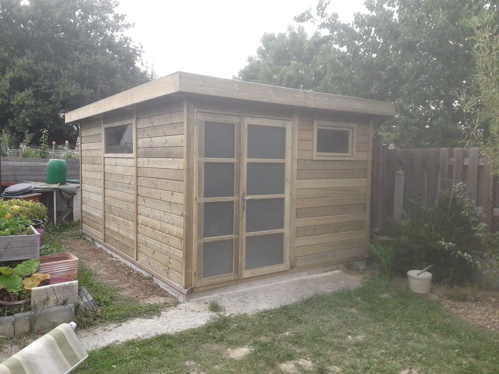 abri de jardin moderne 15m bois trait 3m17x4m63