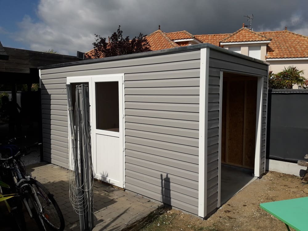 abri de jardin toit plat epdm avec bucher 2m57x4m45