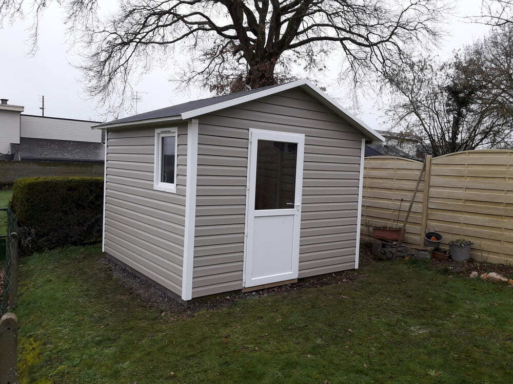 abri pvc avec porte vitre 2m97x2m45