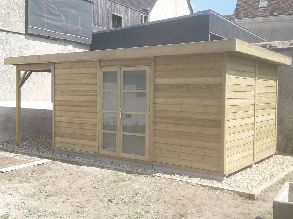 annexes de jardin avec auvent bois 20m