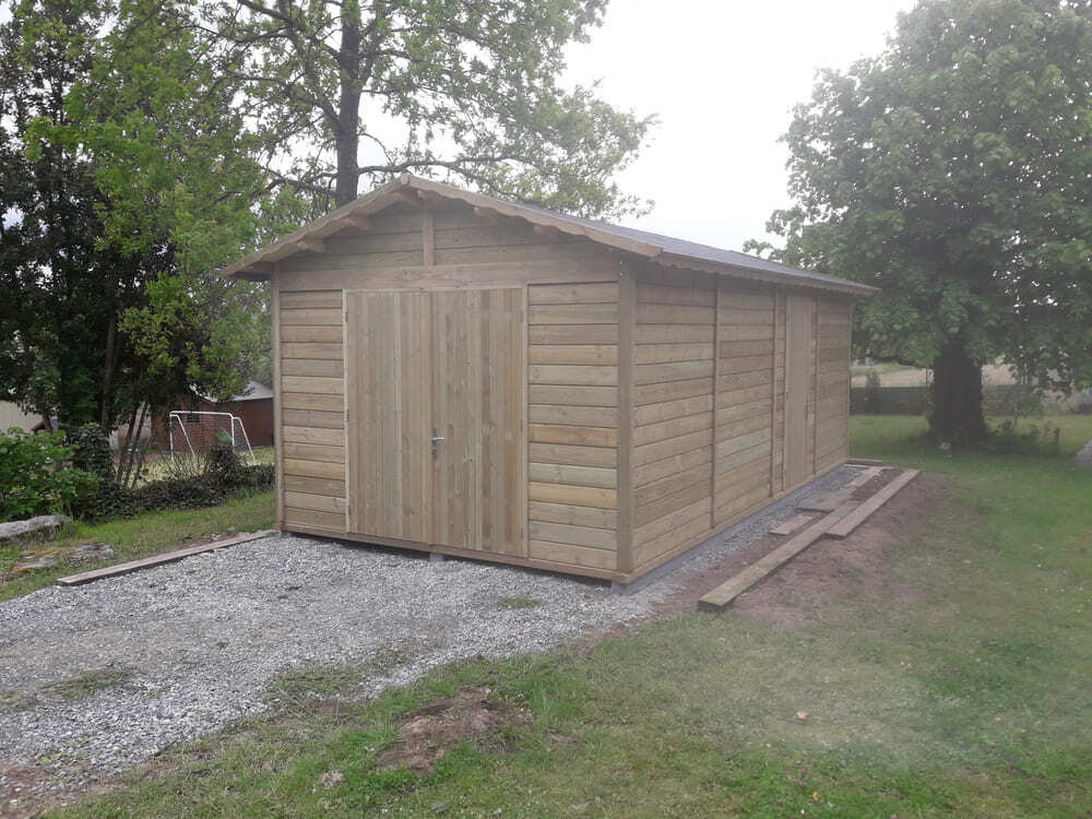cabane de jardin bois trait 20m 3m17x6m15