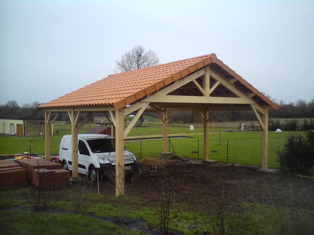 carport 2 pentes 7m00x7m00 couverture tuile