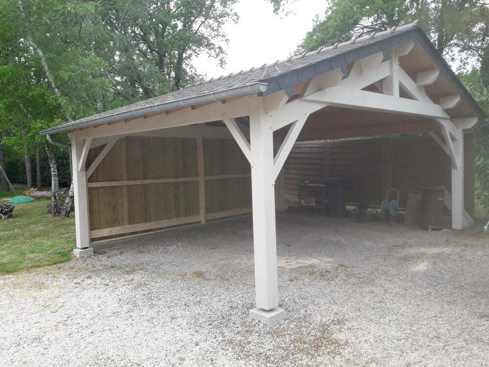 carport 2 pentes double bois trait 5m00x5m00