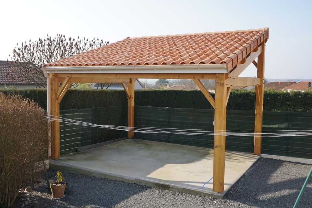 carport bois 1 pente couverture tuile 3m70x4m80