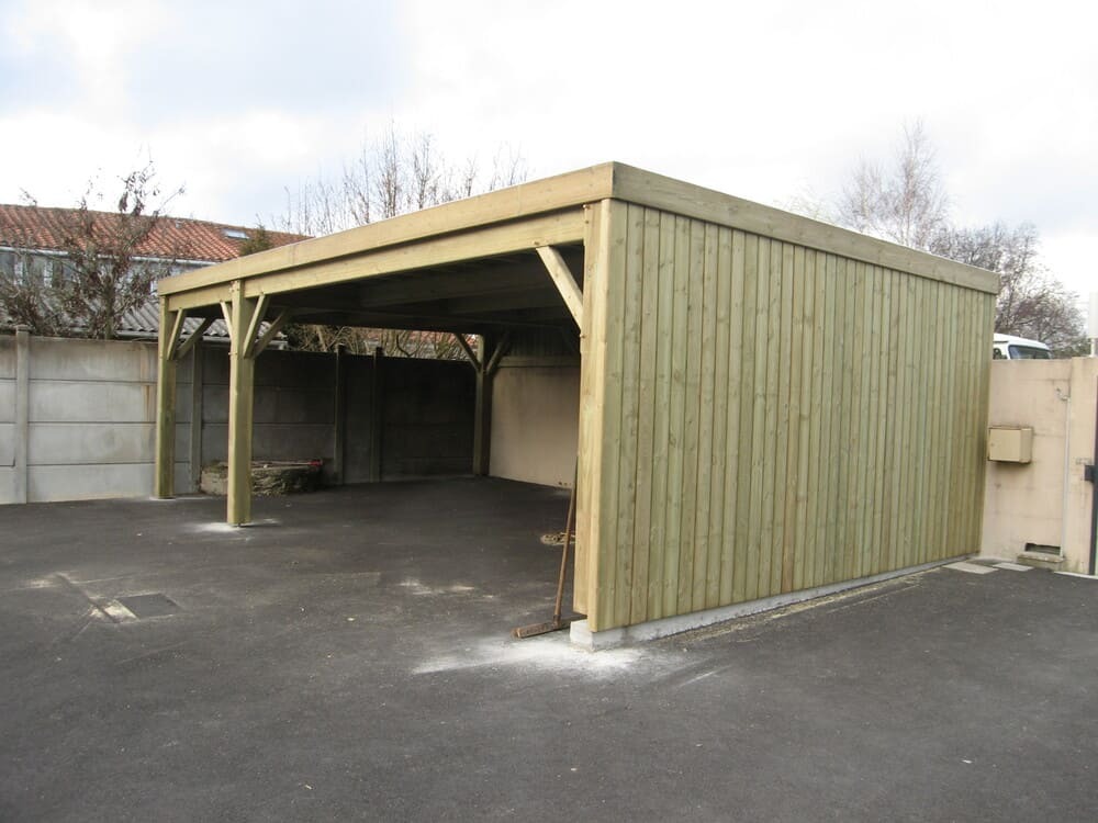 carport bois autoclave avec bardage vertical 5m00x7m80