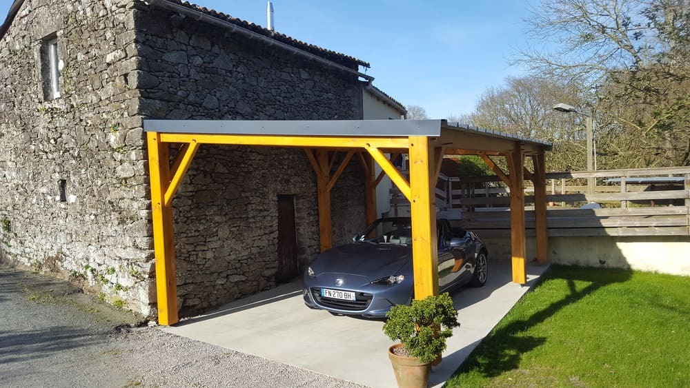 carport bois couverture bac acier 3m80x6m25