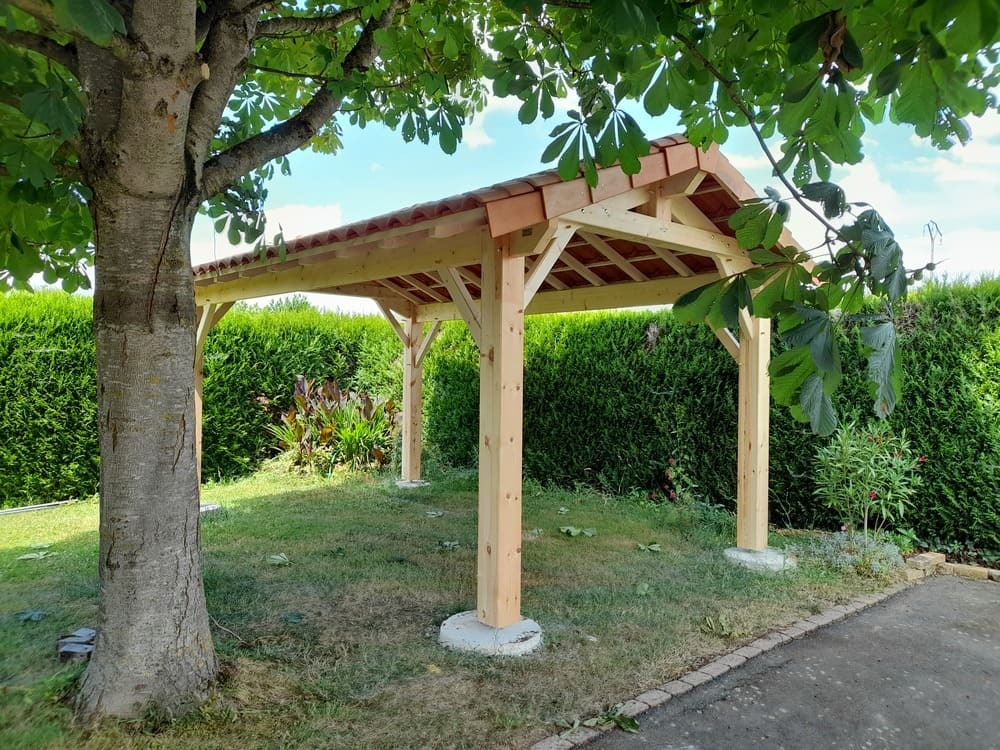 carport bois couverture tuile