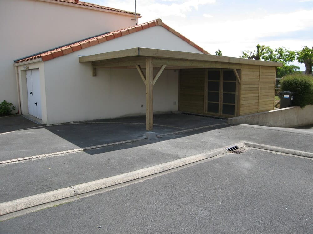carport voiture + abri de jardin 3m66x3m11+auvent 4m56
