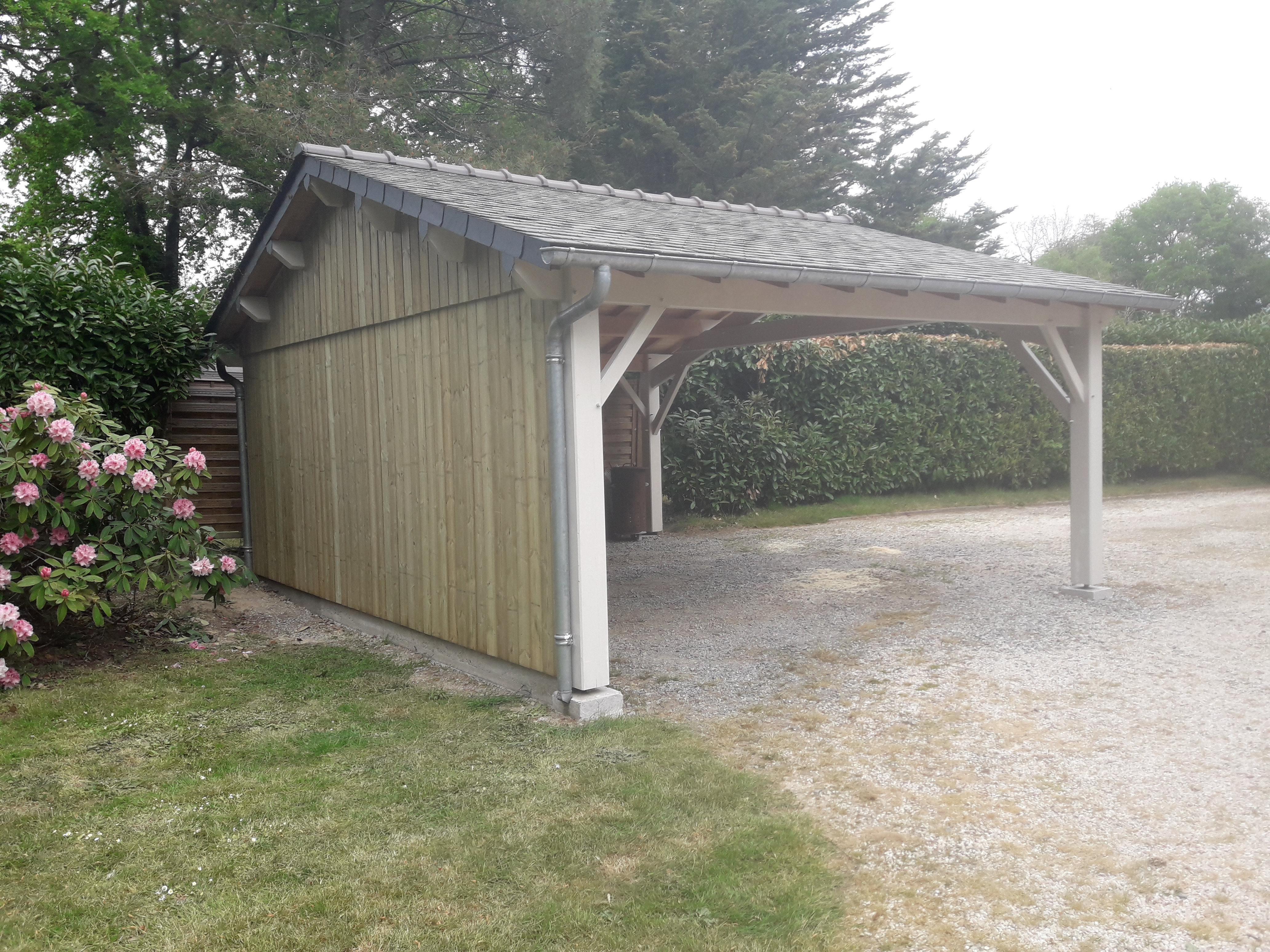 carport 2 voitures 2 pentes 600x500 couverture ardoise