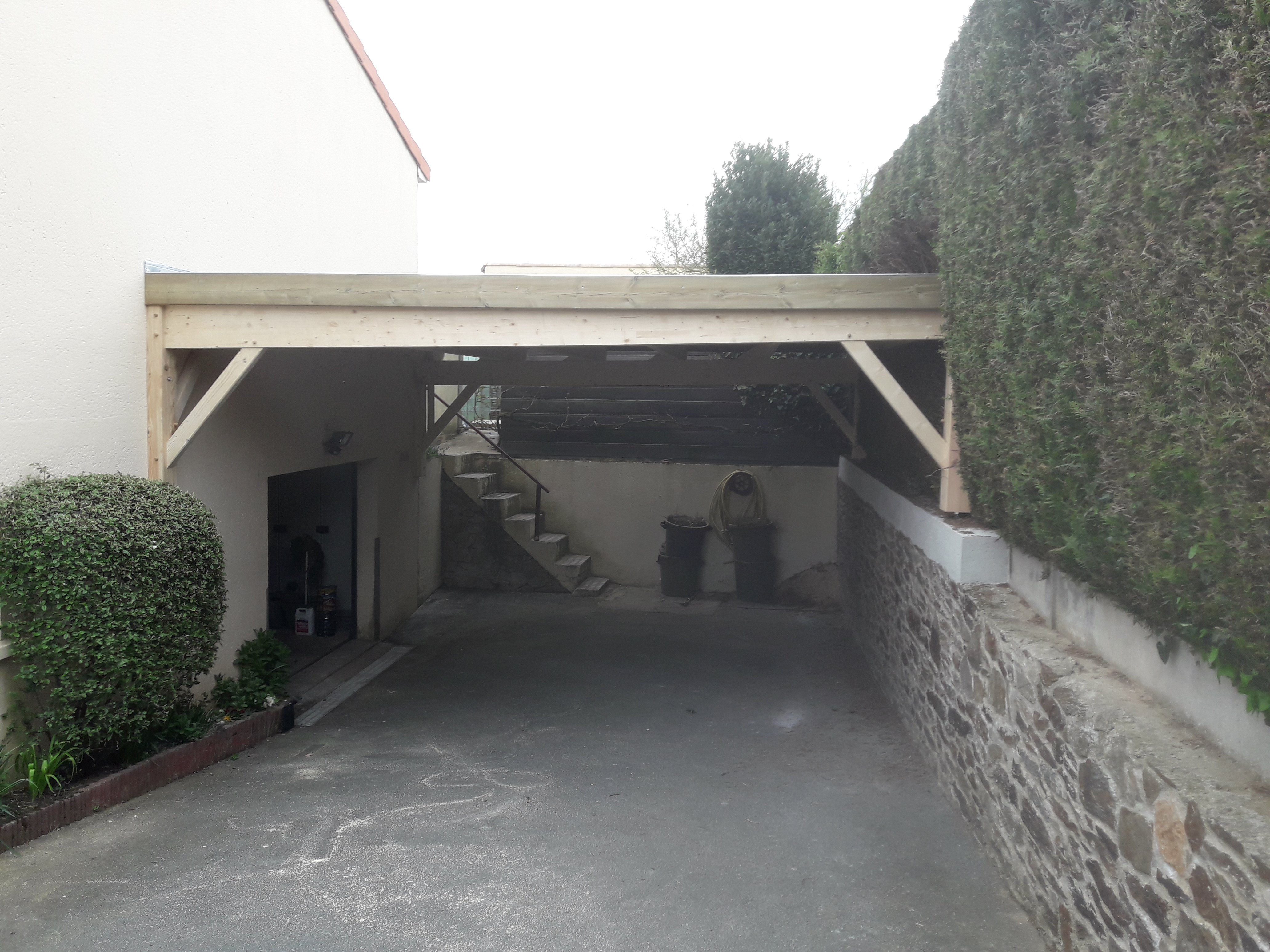 carport bois toit plat 32m²