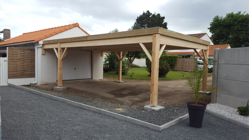 carport bois toit plat 500x800
