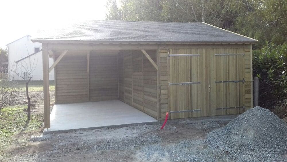 garage bois + auvent 40m 6m25x3m11+auvent 3m04