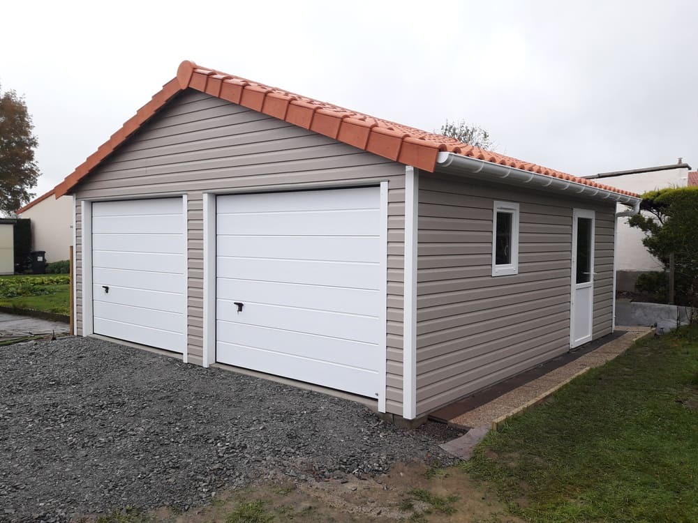 garage double 40m prfabriqu ossature bois couverture tuile 6m17x6m05