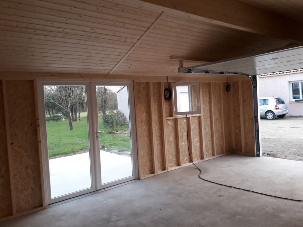garage prfabrique ossature bois + bardage pvc