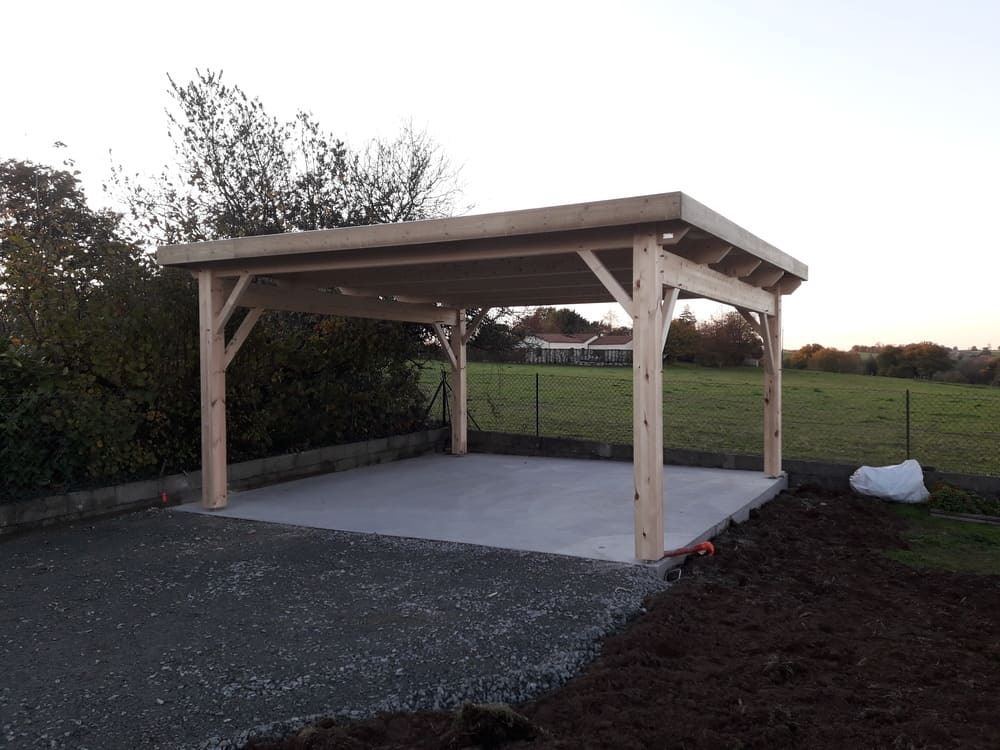 prau bois toit plat 2 voitures