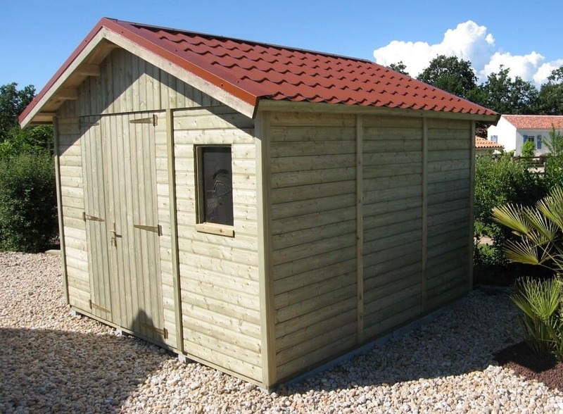 abri de jardin 10m bois trait couverture tuile mtallique 3m19x3m19