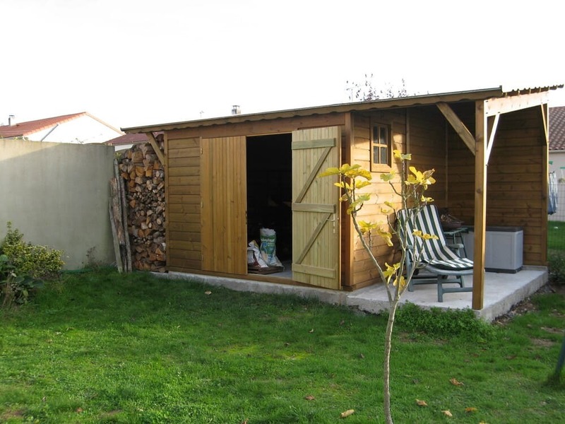 abri de jardin bois sur mesure 3m17x3m11+auvent 1m52