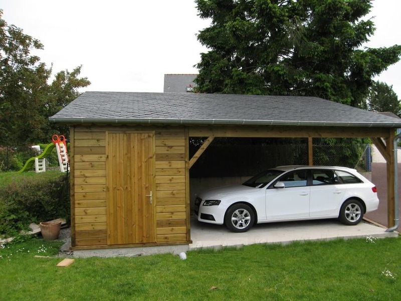 abri voiture avec abri intgr 3m17x2m08+auvent 4m56