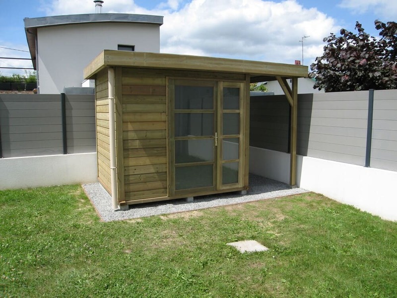 cabane de jardin moderne 5m avec bucher en bois trait 2m31x2m08