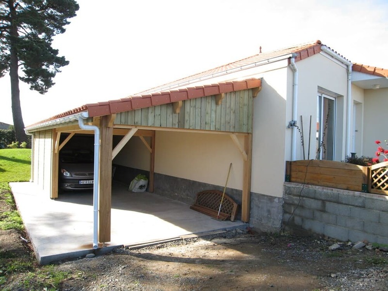 carport 4m00x9m00+fermeture partielle sur 2 cts