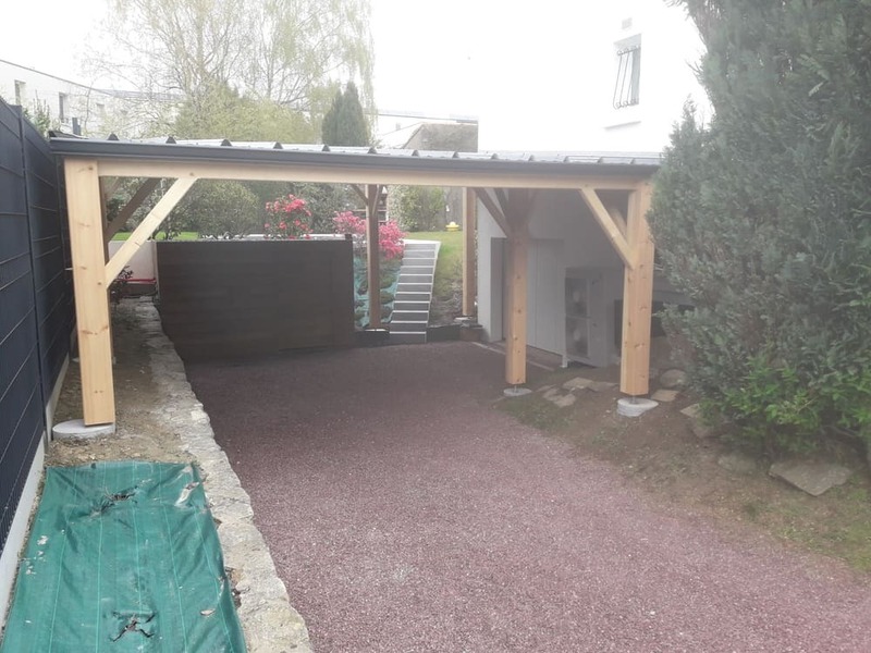 carport bois et couverture bac acier sur mesure