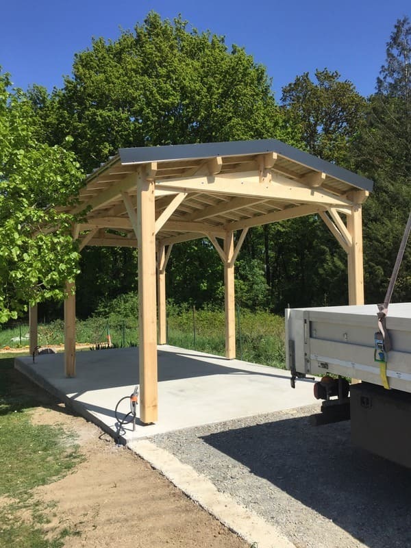 carport camping car 2 pentes couverture bac acier 4m00x8m00