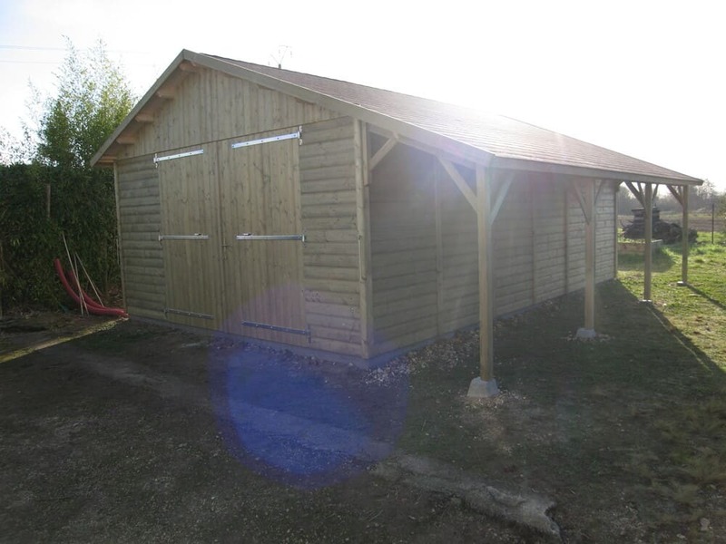 garage bois trait + bucher 5m34x5m29