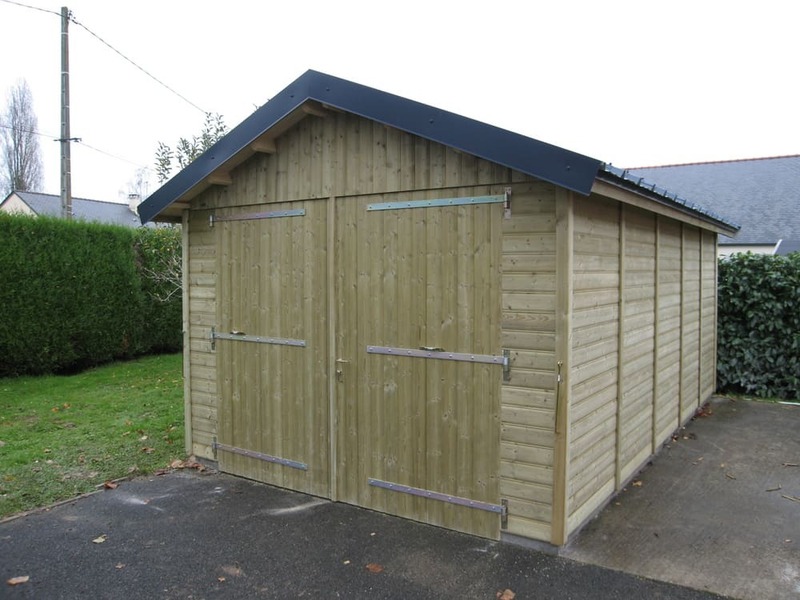 garage ossature bois trait 20m couverture bac acier 3m19x5m29